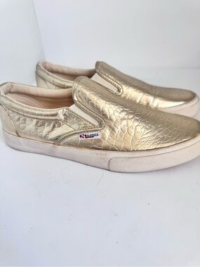 Superga Gold croco Metcrocw Loafers sneakers slip ons Shoe Size 39 women’s rare